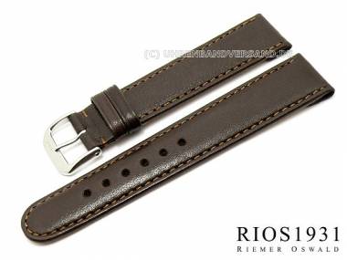 Watch strap -Arizona Clip- 16mm fixed bars dark brown stitched RIOS (width of buckle 14 mm) - Bild vergr��ern 