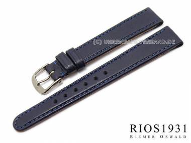 Watch strap -Arizona Clip- 10mm fixed bars blue stitched RIOS (width of buckle 8 mm) - Bild vergr��ern 