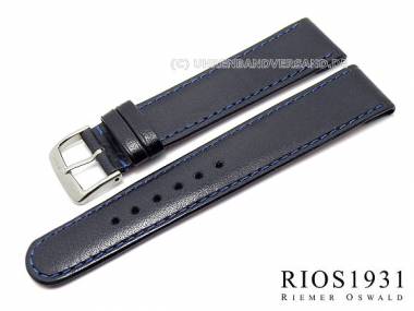 Watch strap -Arizona Clip- 18mm fixed bars blue stitched RIOS (width of buckle 16 mm) - Bild vergr��ern 