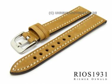 Watch band -Oxford- 18mm honey-brown RIOS high quality leather smooth (width of buckle 16 mm) - Bild vergr��ern 