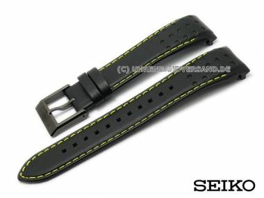 Replacement watch strap SEIKO 21mm black leather yellow stitching curved ends for SNAE67 - Bild vergr��ern 