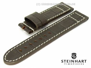 Watch strap STEINHART 22mm d. brown alligator grain light colored stitching (width of buckle 22 mm) - Bild vergr��ern 