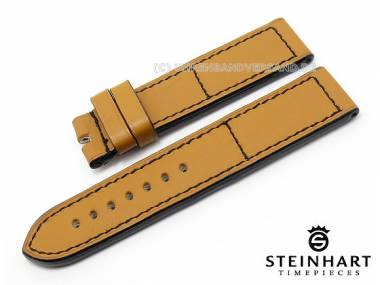 Watch strap STEINHART 24mm light brown calf`s leather smooth black stitching (width of buckle 24 mm) - Bild vergr��ern 