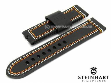Watch strap STEINHART 24mm black juchten leather coloured double stitching (width of buckle 24 mm) - Bild vergr��ern 