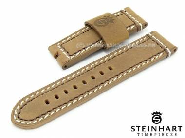 Watch strap STEINHART 24mm light brown juchten leather double stitched (width of buckle 24 mm) - Bild vergr��ern 