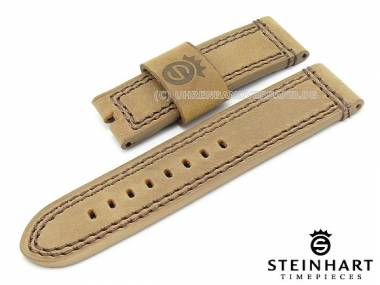 Watch strap STEINHART 24mm brown juchten leather double stitching (width of buckle 24 mm) - Bild vergr��ern 