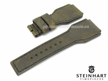 Watch strap STEINHART 24mm black juchten leather vintage look (width of buckle 22 mm) - Bild vergr��ern 