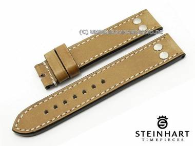 Watch strap STEINHART XL 22mm light brown with rivets light stitching (width of buckle 22 mm) - Bild vergr��ern 