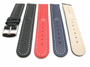 TOP: Watch band SPORT 18 - 24mm black, dark blue or red, white seam with bulge - Bild vergr��ern 