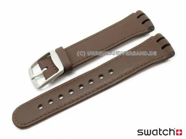 Replacement strap Swatch -Moon Orbit Beat I- 17mm dark brown leather smooth - Bild vergr��ern 