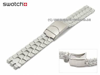 Replacement strap Swatch -OLEADA AZUL- 19mm silver coloured aluminium matt with structure - Bild vergr��ern 