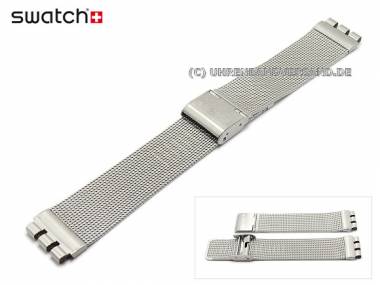 Replacement strap Swatch -INNAMORATO- 17mm silver coloured stainless steel mesh fine structure - Bild vergr��ern 