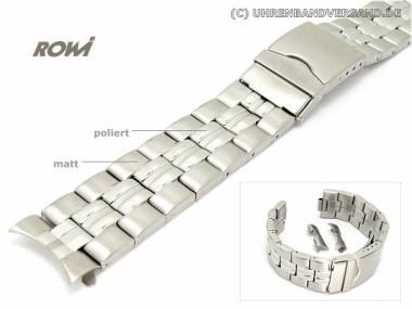 Watch band 20mm stainless steel ROWI curved ends solid-look partly polished sporty - Bild vergr��ern 