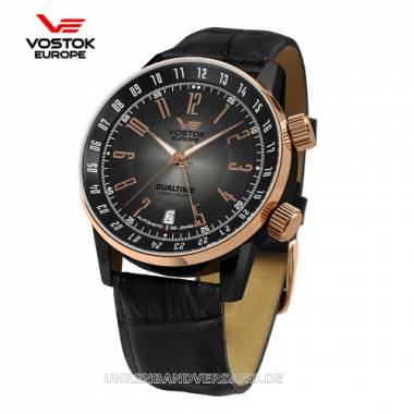 Automatic men's watch -GAZ 14 Limousine- black/ros� gold black leather strap VOSTOK EUROPE (*VE*HU*) - Bild vergr��ern 
