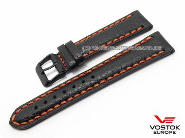 Original watch strap 20mm black leather grained for K-3 2432/0334066 by VOSTOK EUROPE - Bild vergr��ern 