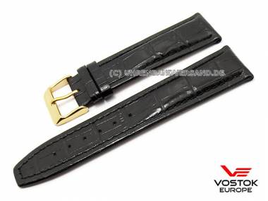 Original watch strap 22mm black leather alligator grain for Metro by VOSTOK EUROPE - Bild vergr��ern 