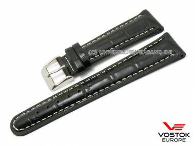 Original watch strap 22mm black leather alligator grain for Mriya by VOSTOK EUROPE - Bild vergr��ern 