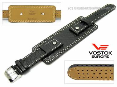 Original watch strap 18mm black leather pad for Komandirskie by VOSTOK EUROPE - Bild vergr��ern 