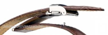 Watch band -Lord- 20mm black with golden coloured comfort clasp alligator grain from HIRSCH - Bild vergr��ern 