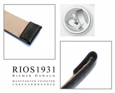 Watch strap -Diplomat Clip- XS 16mm fixed bars l. brown smooth leather RIOS (width of buckle 14 mm) - Bild vergr��ern 