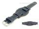 Watch band 18mm dark blue with leather pad light contrast stitching alligator-grain