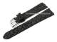 Watch strap 24mm black genuine fish leather grained (width of buckle 20 mm)