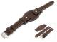 Watch band 18mm dark brown aviator style robust light stitching with leather pad