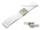 Watch band 20mm white silicone structured surface deployment clasp (width of buckle 18 mm)
