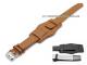 Watch band 24mm brown aviator style with leather backing pad (width of buckle 22 mm)