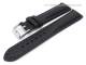 Watch band 22mm black smooth surface blue stitching padded (width of buckle 20 mm)