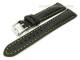 Watch band 22mm black smooth surface yellow stitching padded (width of buckle 20 mm)