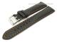 Watch band 20mm black smooth surface orange stitching padded (width of buckle 18 mm)