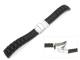 Watch band 20mm black silicone structured surface deployment clasp (width of buckle 18 mm)
