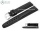 Watch strap 22mm genuine leather black stitched STRONG & FLEX by KUKI (width of buckle 20 mm)