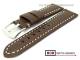 Watch band 24mm dark brown smooth surface light colored contrast stitching by BOB