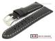 Watch band 22mm black smooth surface light colored contrast stitching by BOB