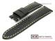 Watch band 24mm black for Panerai clasp smooth surface light colored contrast stitching by BOB