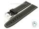 Watch strap 20mm black grained white stitching by KUKI (width of buckle 18 mm)