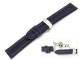 TOP: Watch band 18mm leather dark blue chrono style with butterfly-clasp