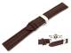 TOP: Watch band 18mm leather dark brown classic robust with butterfly-clasp