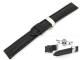 TOP: Watch band 22mm leather black classic robust with butterfly-clasp