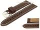 Watch band 24mm dark brown aviator style smooth surface light stitching