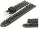 Watch band 20mm black aviator style smooth surface light stitching