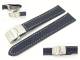 TOP: Watch band 22mm dark blue deployant clasp grained surface white seam