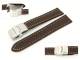TOP: Watch band 22mm dark brown deployant clasp grained surface white seam