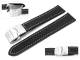 TOP: Watch band  20mm black deployant clasp grained surface white seam