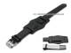 Watch band 20mm black aviator style with leather backing pad (width of buckle 18 mm)