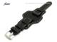 Watch band 24mm black aviator style robust light colored stitching with asymmetric leather pad