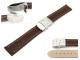  Watch band 18mm deployant clasp dark brown white seam (width of clasp 18 mm)
