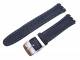 Watch band for Swatch 17mm dark blue leather grained surface light stitching